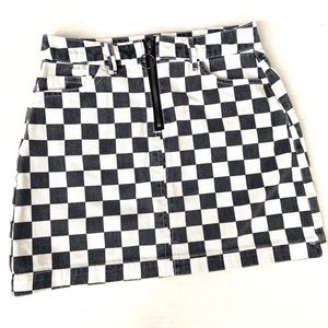 BDG Checkered Punk Ska Denim Mini Skirt SM
